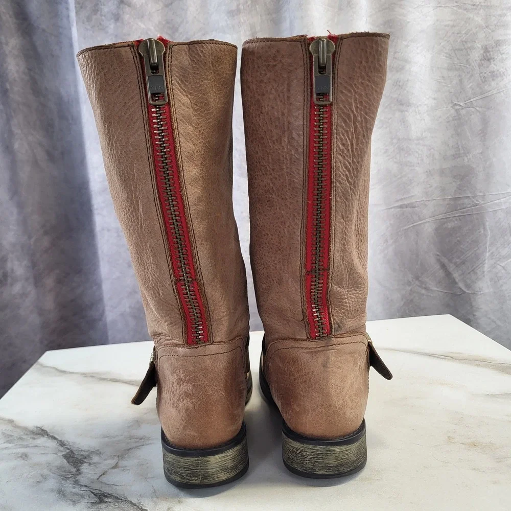 Steve Madden FYZZLE Knee Hight Biker Boots Women's Size 7M Brown